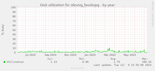 Disk utilization for /dev/vg_fasolo/pg