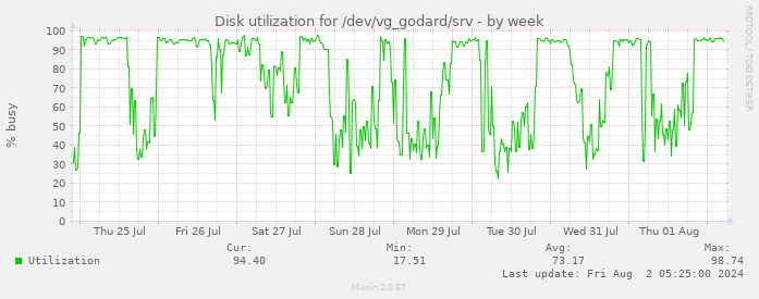 Disk utilization for /dev/vg_godard/srv