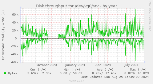 Disk throughput for /dev/vg0/srv