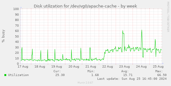 Disk utilization for /dev/vg0/apache-cache