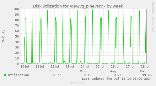 Disk utilization for /dev/vg_pinel/srv