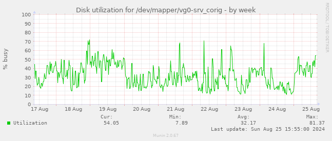 Disk utilization for /dev/mapper/vg0-srv_corig